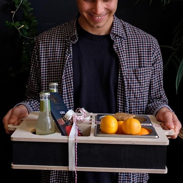 2 Personalised Snack Bowls, Organizer and Bottle Holder – Sofa Tray