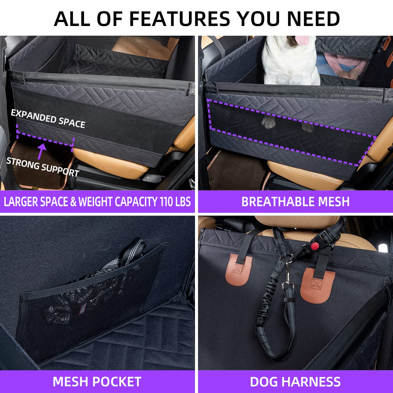 Large & Small Dog Car Seat Cover for Back Seat