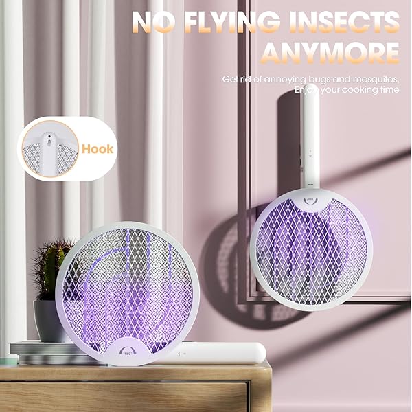 Electric Racket Bug Zapper Racket 3 in 1 Rechargeable Foldable Mosquito Swatter for Indoor and Outdoor