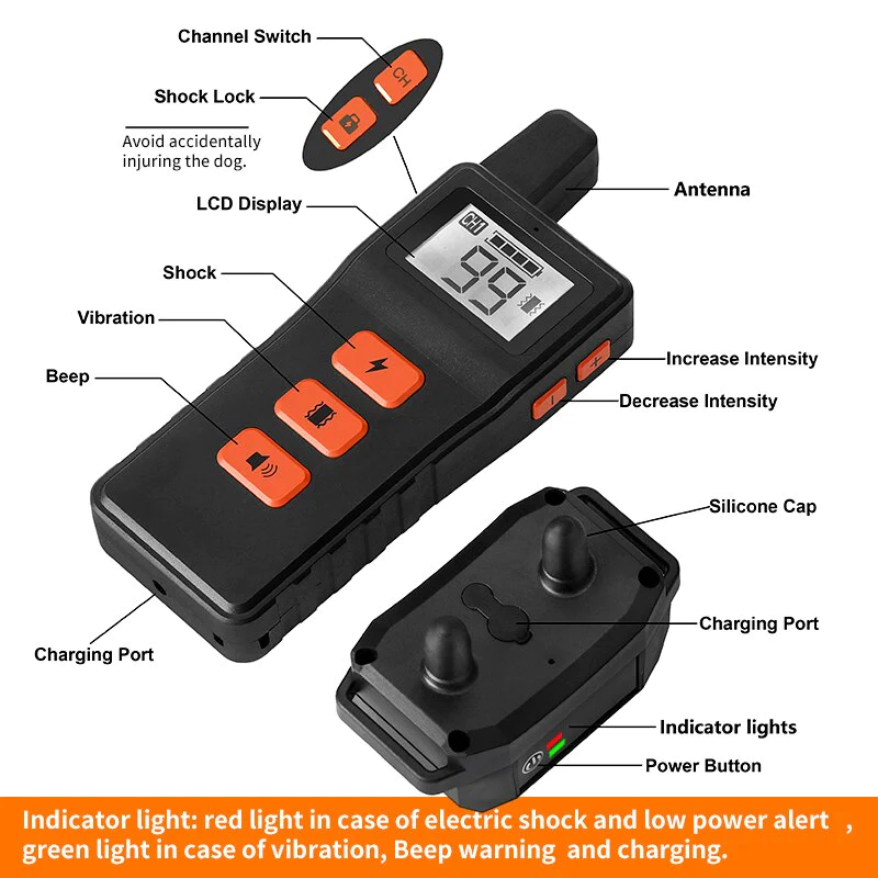 Effective Dog Training Collar | Behavior Aid, Bark Deterrent, Wireless Fence, Electric Shock & Vibration Modes