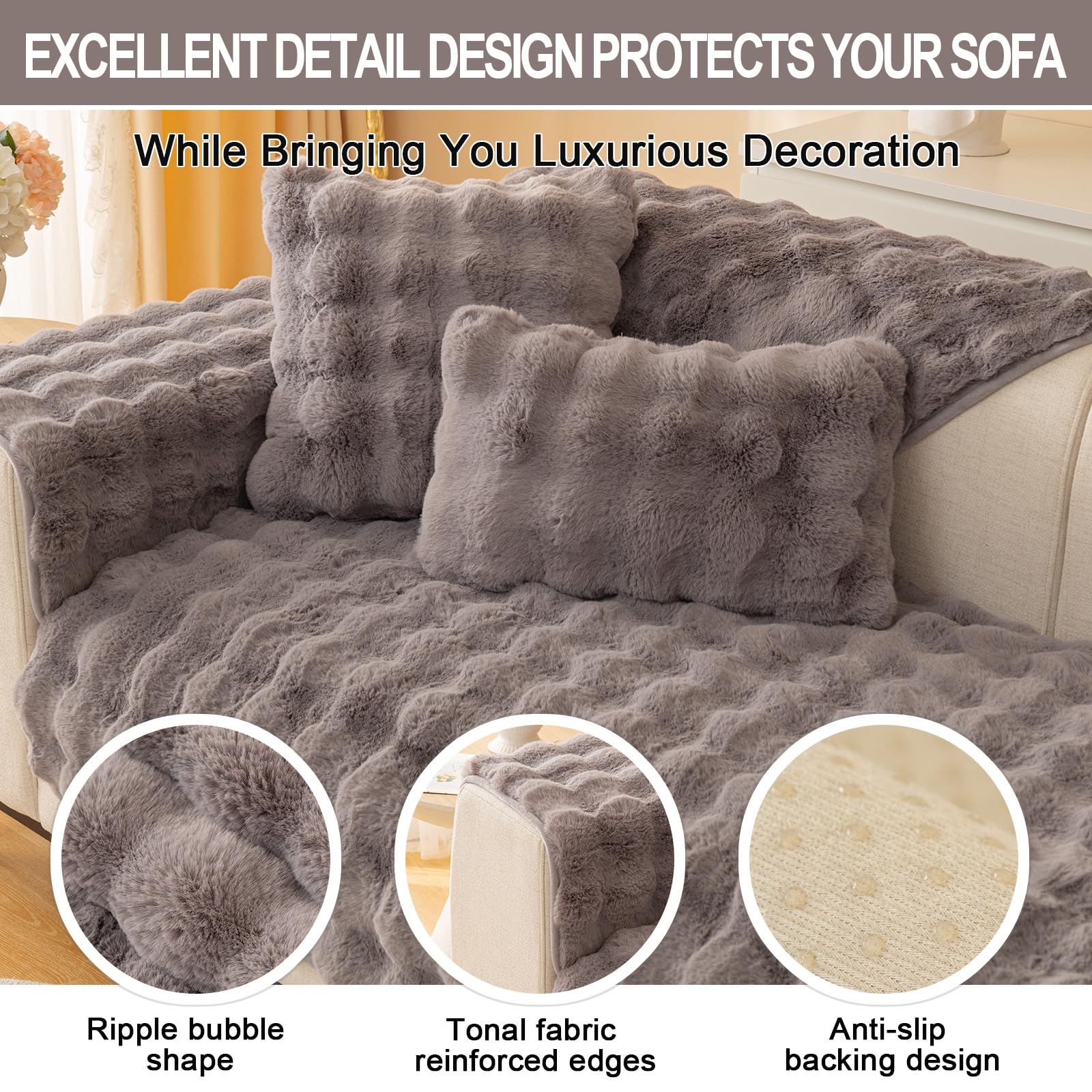 Faux Fur Sofa Covers, Throws Blankets Sofa Slipcovers for Pets
