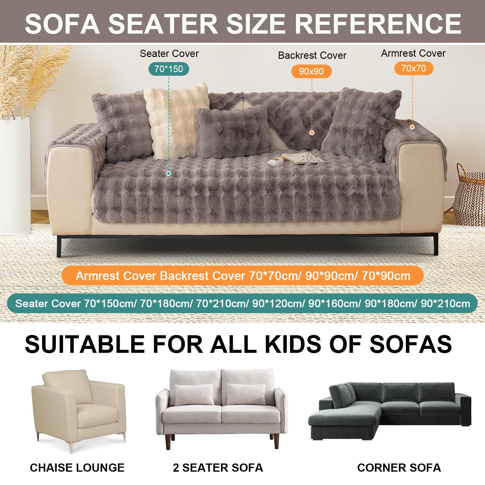 Faux Fur Sofa Covers, Throws Blankets Sofa Slipcovers for Pets