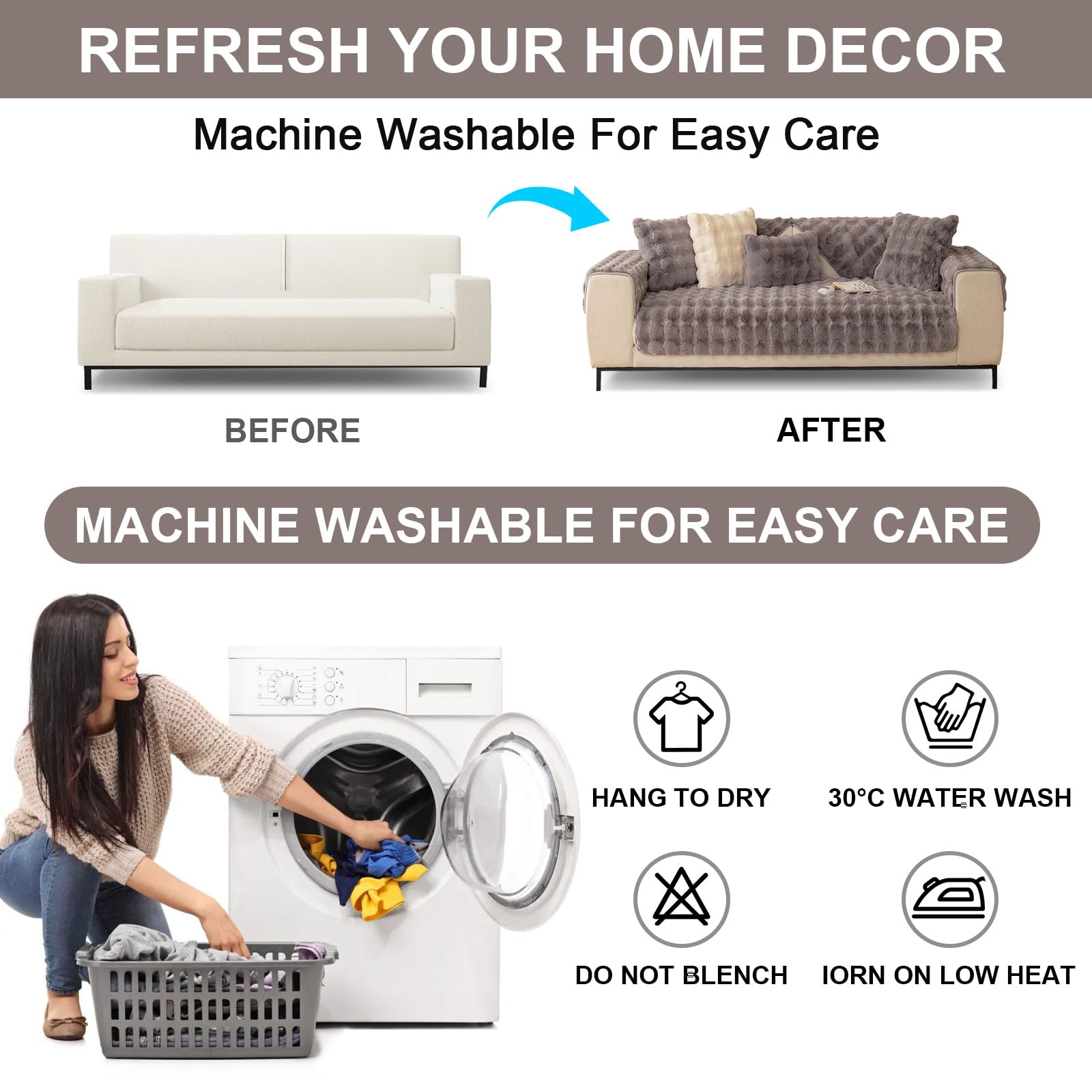 Faux Fur Sofa Covers, Throws Blankets Sofa Slipcovers for Pets