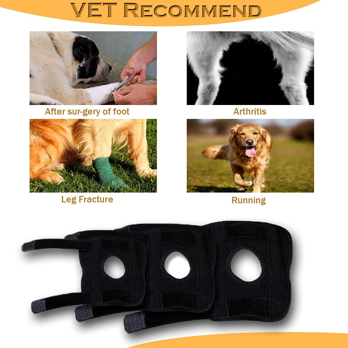 Dog Hock Brace for Rear Leg, Canine Wrap Protects Wounds Support Running Sprains Arthritis