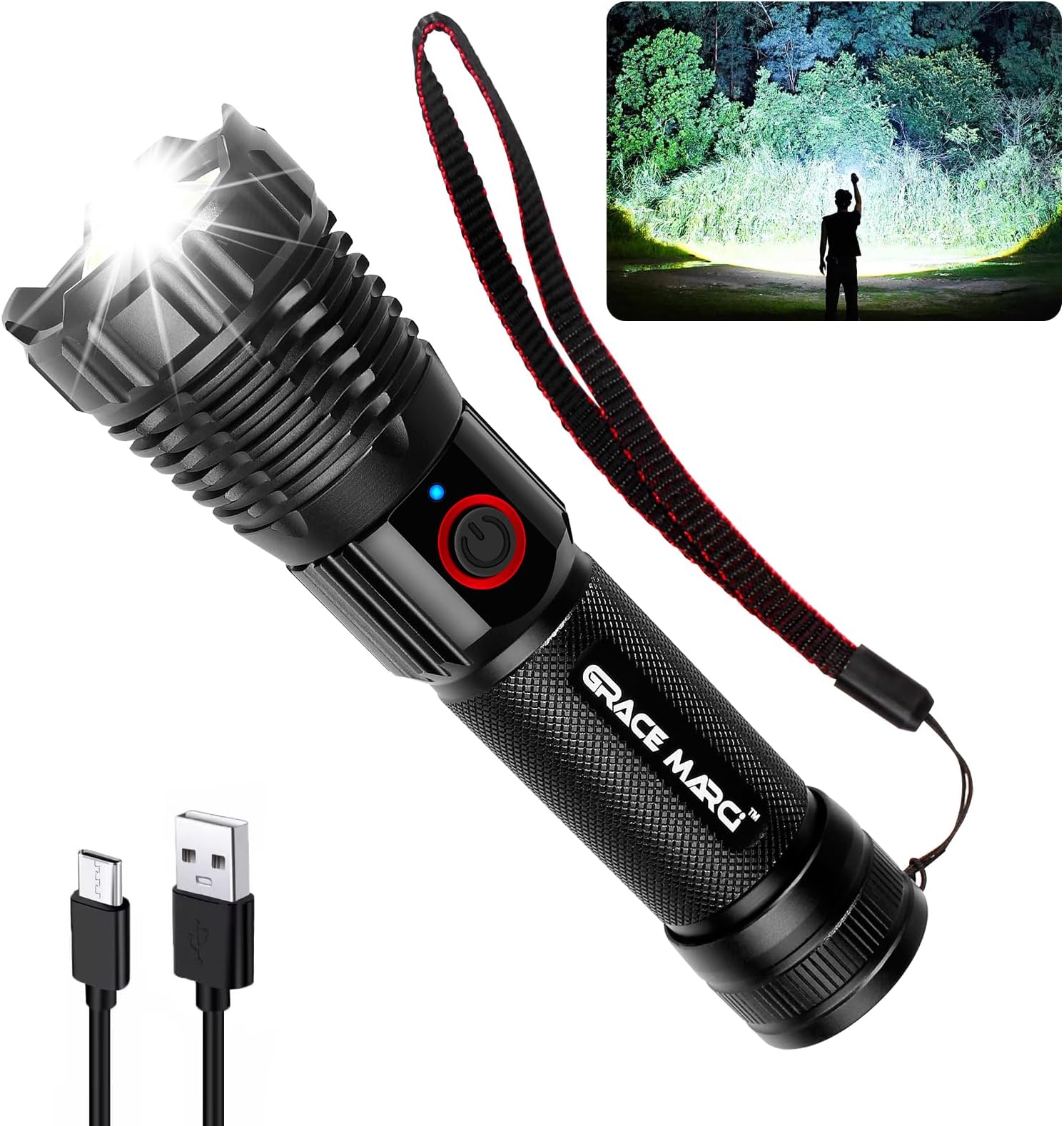 Rechargeable Flashlight High Lumens Powerful Led Flashlight
