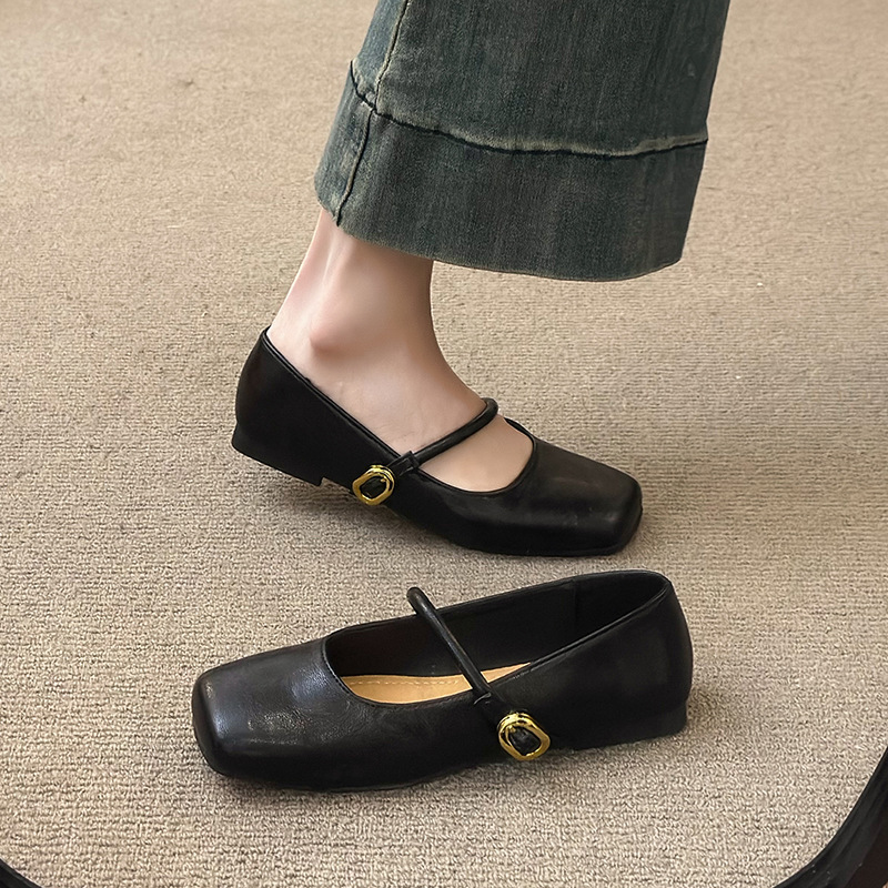 Women's Square Toe Mary Jane Vintage Style Flat Shoes