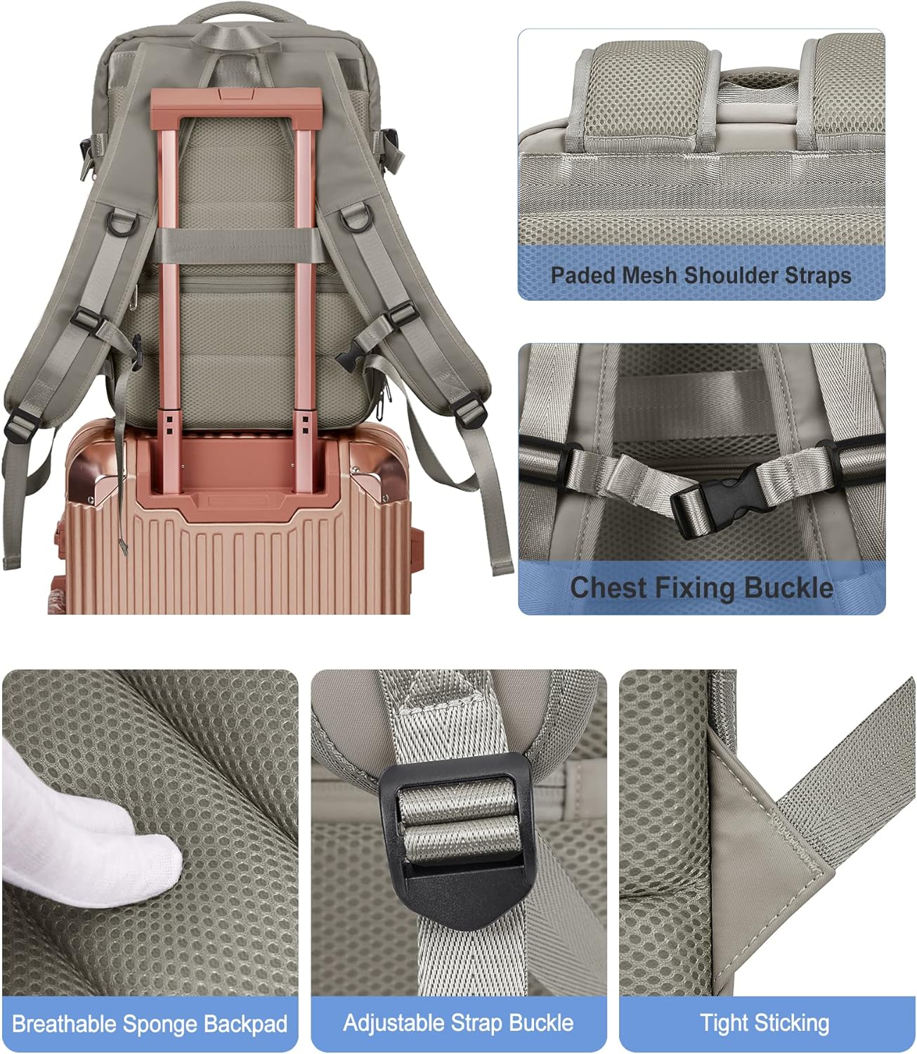 Large Backpack with Shoe Compartment,Waterproof Hiking Carry on Travel Backpack