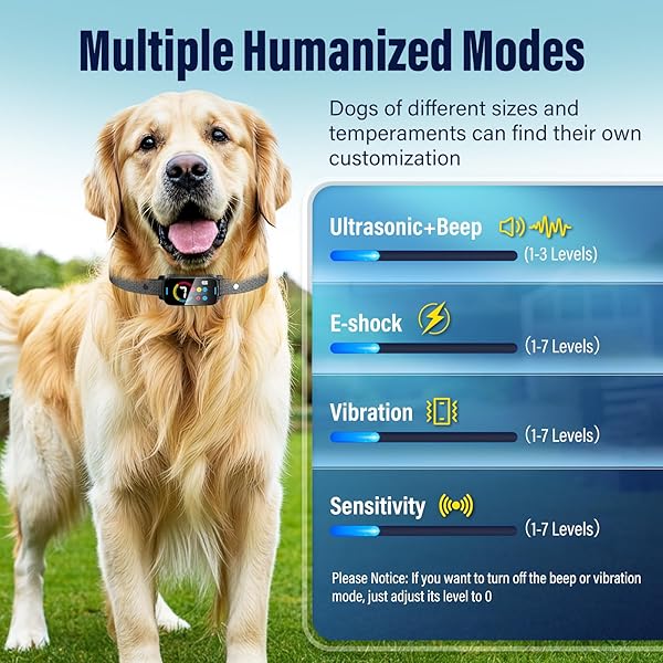 Ultrasonic Dog Bark Collar Deterrent Device，Bark Collar for Large Medium Dogs,