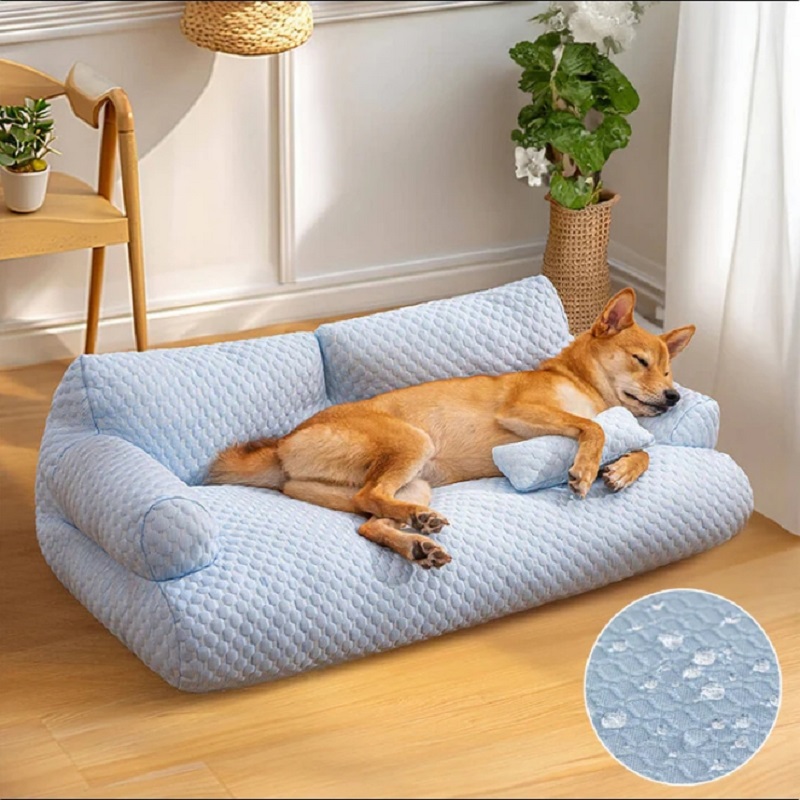 Waterproof Cooling Dog Sofa Bed, Dog Cooling Bed with Removable Cover, Anti-slip Pet Sofa Bed