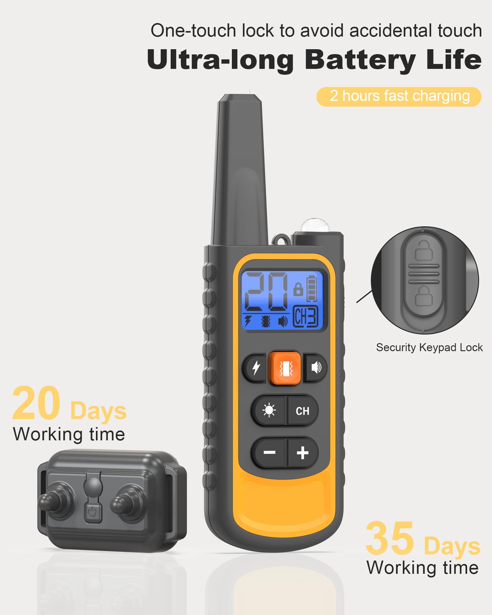 Dog Shock Collar, Rechargeable Waterproof Dog Training Collar with Remote