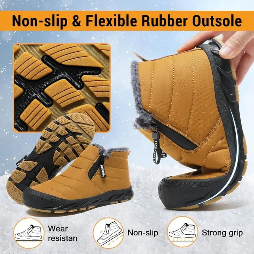 Men's Waterproof Warm Cotton Zipper Snow Ankle Boots