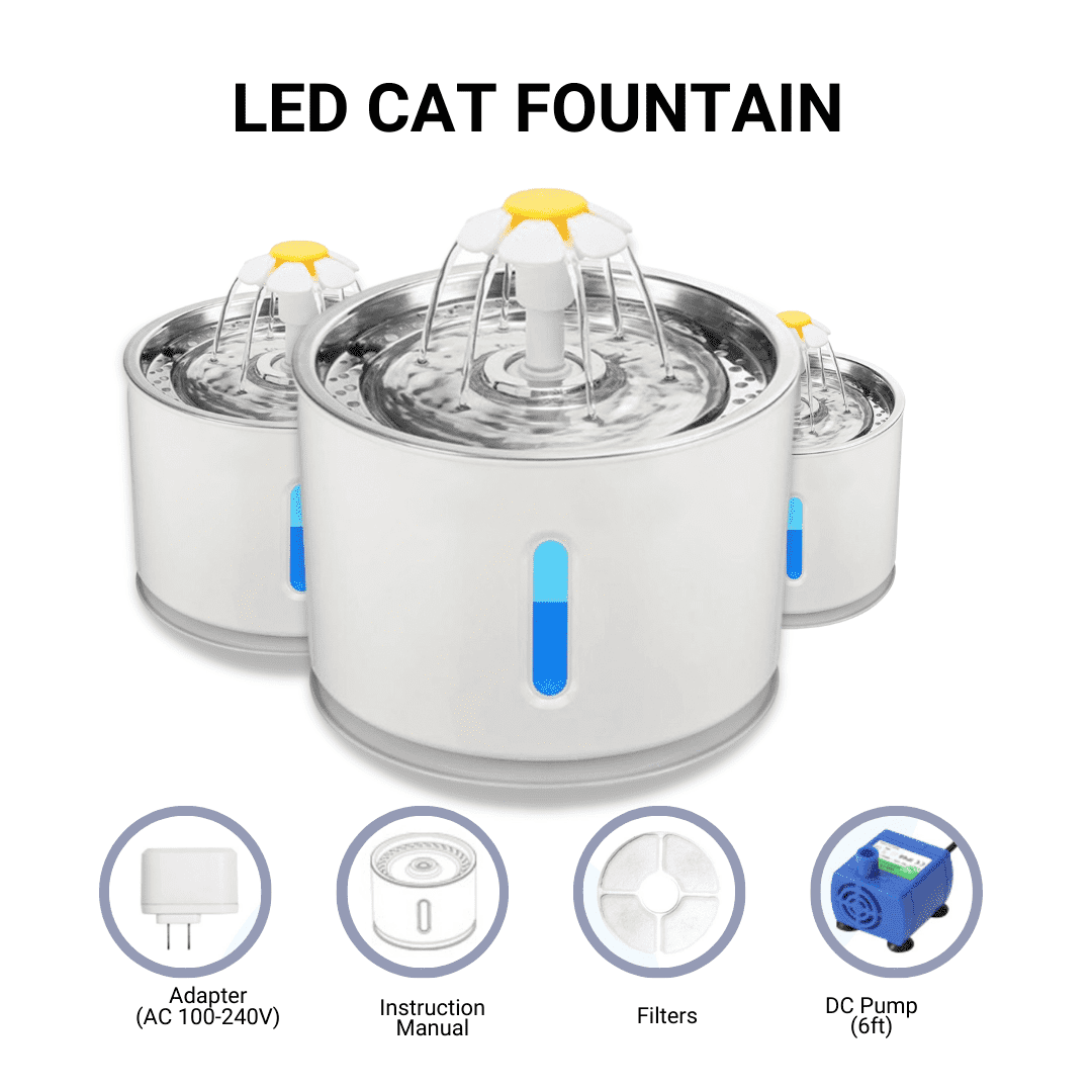 Cat Water Fountain - Cat Flower Fountain, LED Cat Fountain