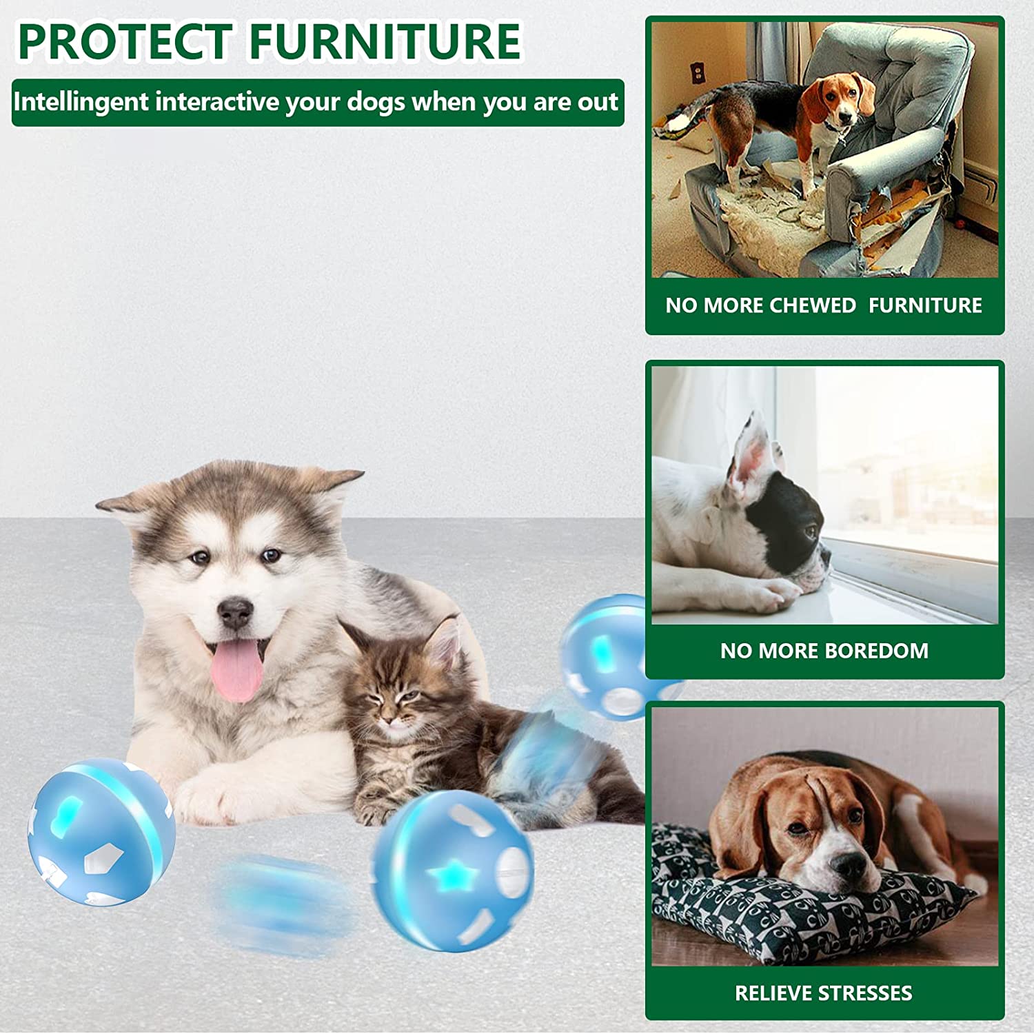 Interactive Dog Toys Dogs/Cats Balls with Motion Activated, Electric Dog Smart Ball for Medium Small Puppy