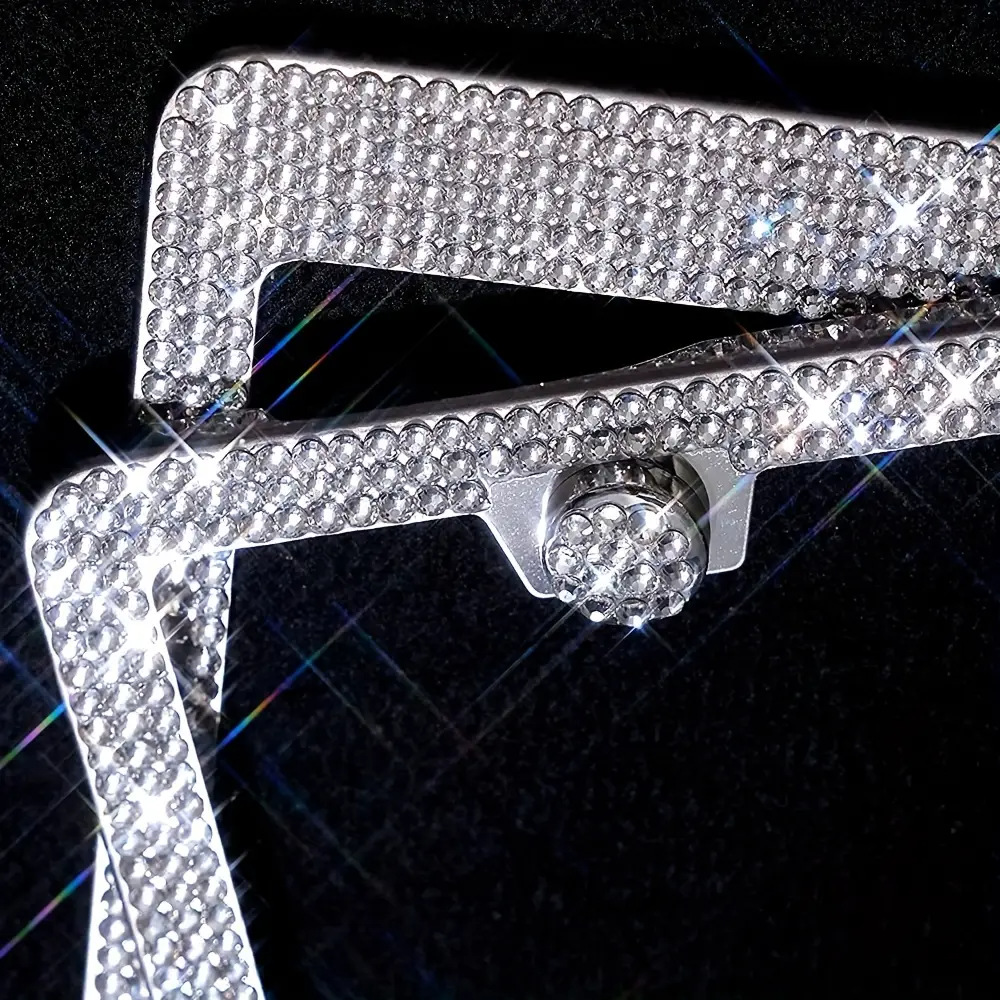 Car License Plate Frames Bling Crystal Diamonds Car Exterior Accessory 