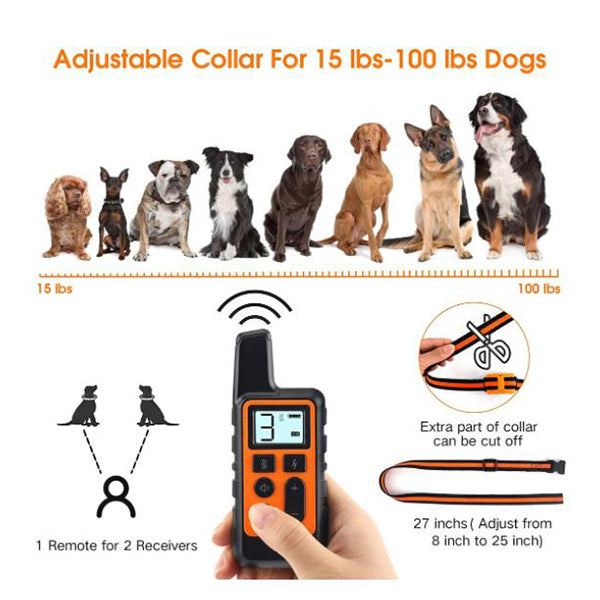 Waterproof Dog Training Collar Rechargeable Remote Electric Dog Shock Collar