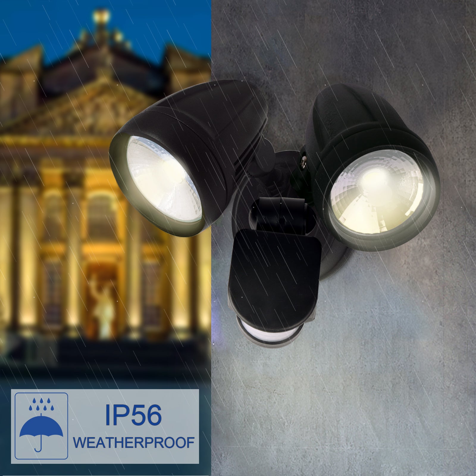 26W 5000k LED Outdoor Security Light with Motion Sensor Garage Spotlight Light Matt Black IP56