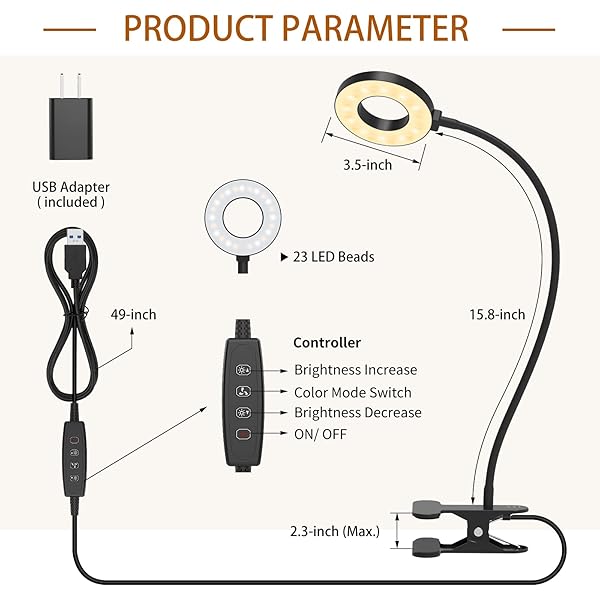 LED Reading Light with Clamp, Flexible Gooseneck Book Light for Kids
