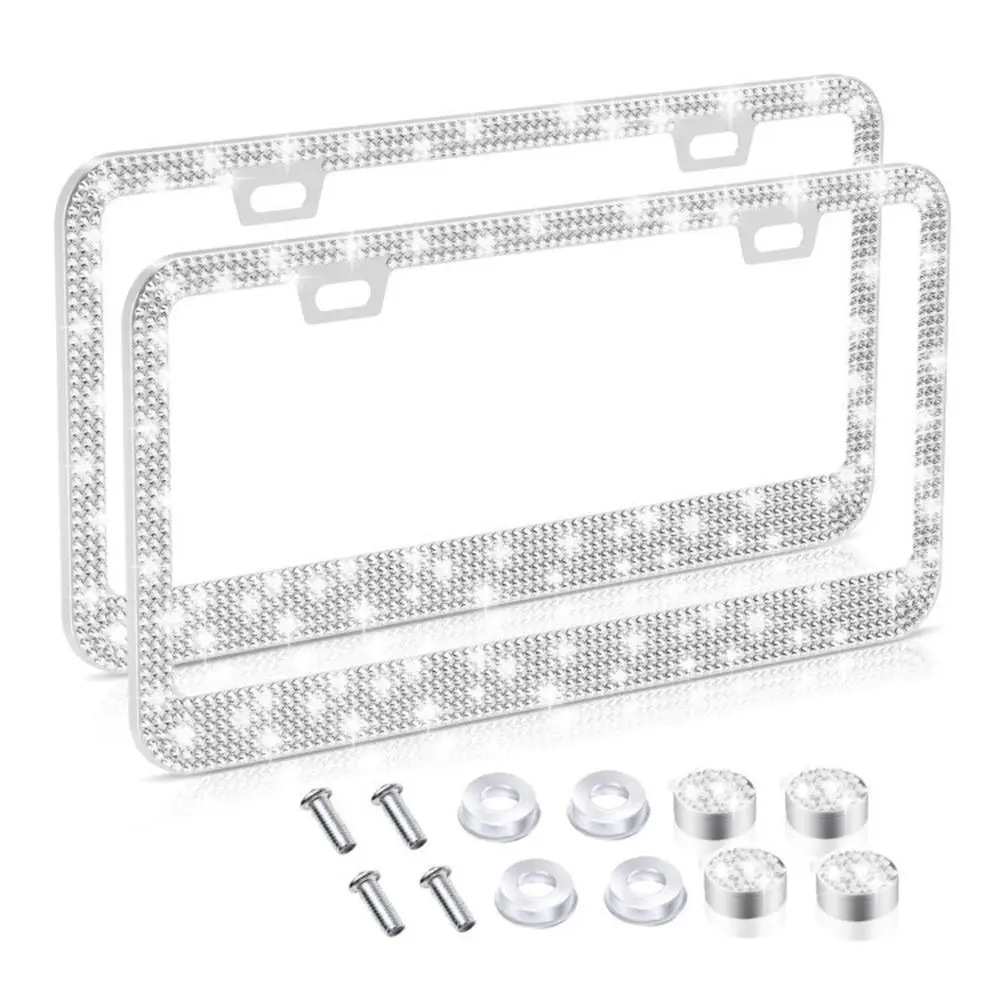 Car License Plate Frames Bling Crystal Diamonds Car Exterior Accessory