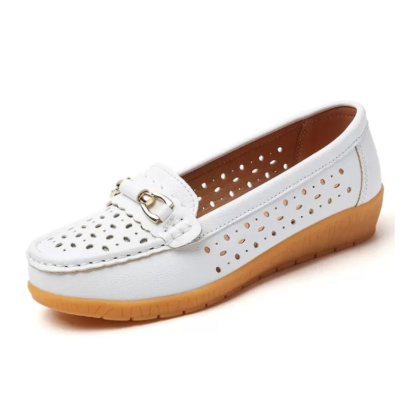 Women's Perforated Loafers | Breathable Slip-On Moccasins