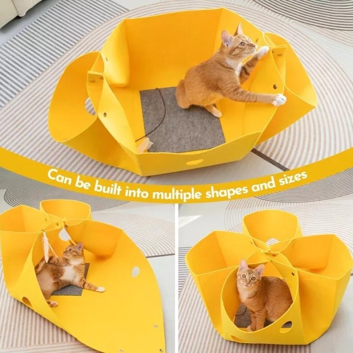 Cheese Cat Fort Playground - Play Tunnel for Indoor Cats