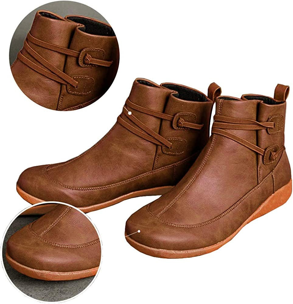 Women Snow Ankle Boots Waterproof Leather Orthopedic Shoes