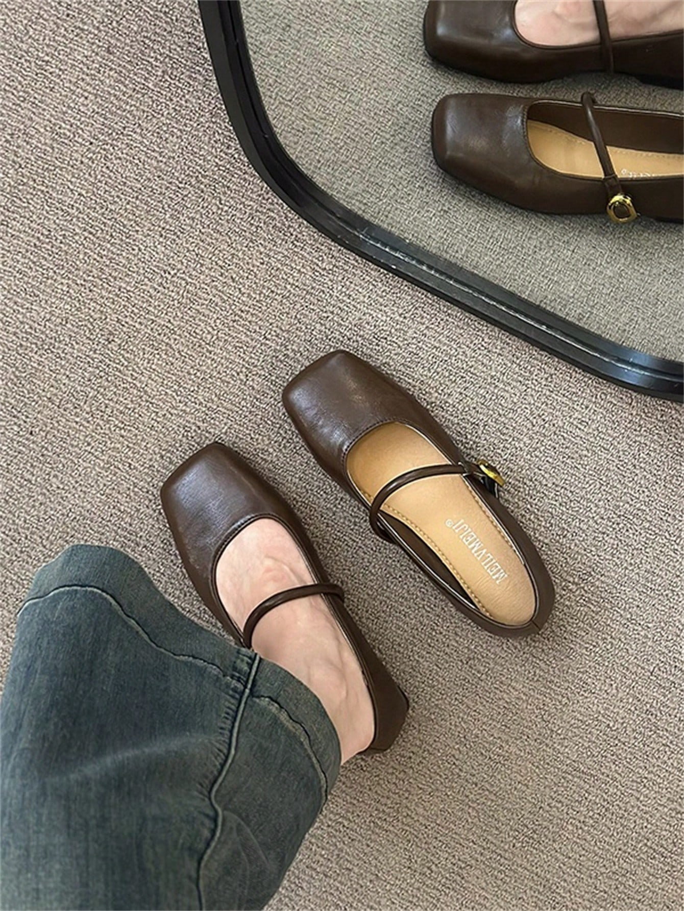Women's Square Toe Mary Jane Vintage Style Flat Shoes