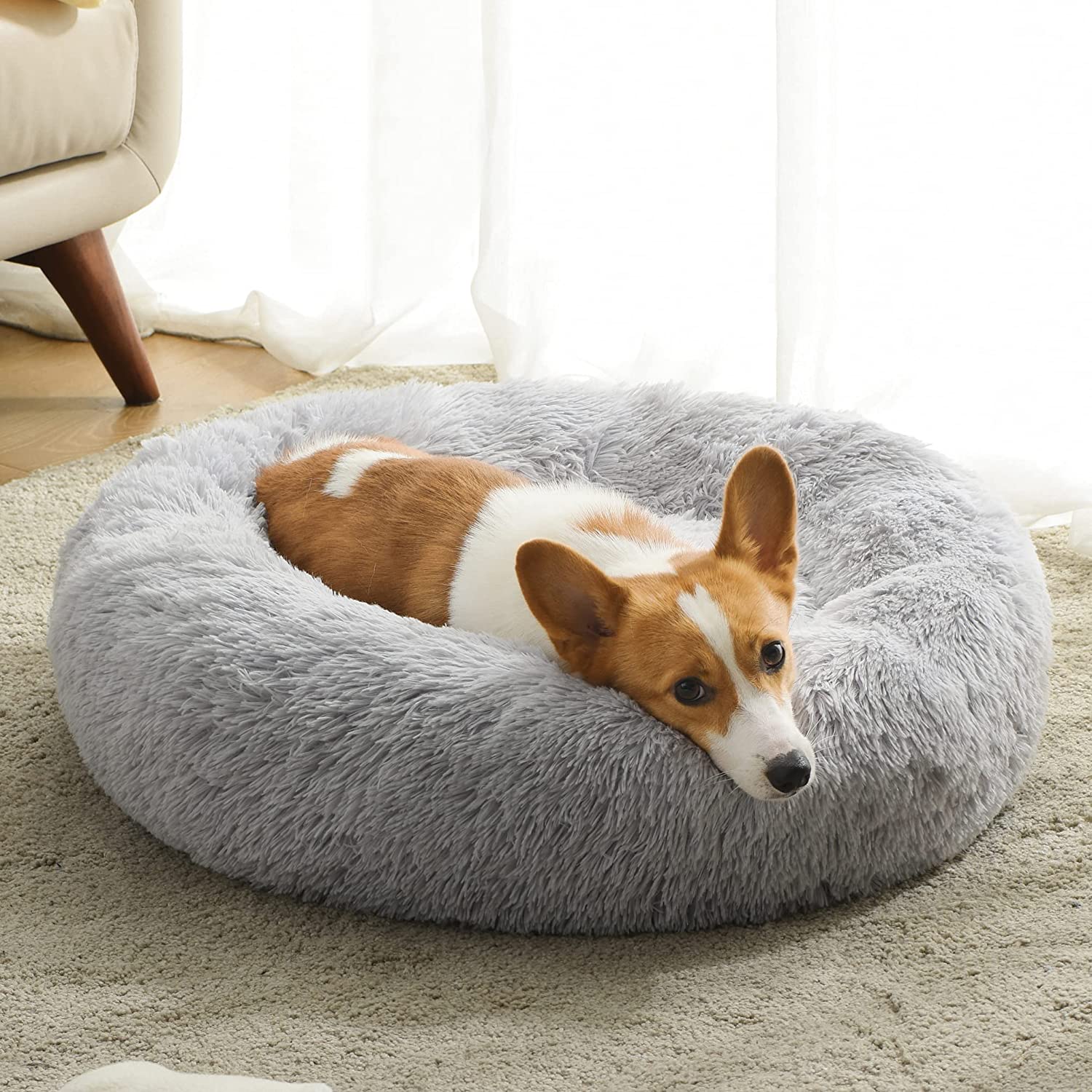 "Warming Donut" Pet Plush Calming Bed - Super Soft Luxury Dog Bed