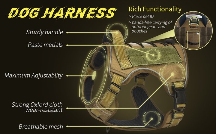 Military No Pull Tactical Dog Harness Vest