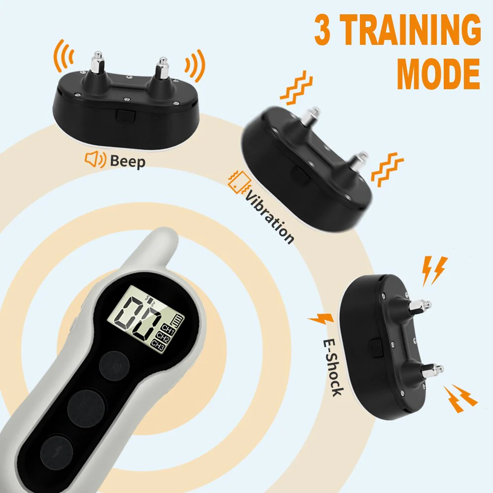 Rechargeable Electric Dog Training Collar | 500m Remote Control, Anti-Bark, LED, Pet Shock Collar for Dogs