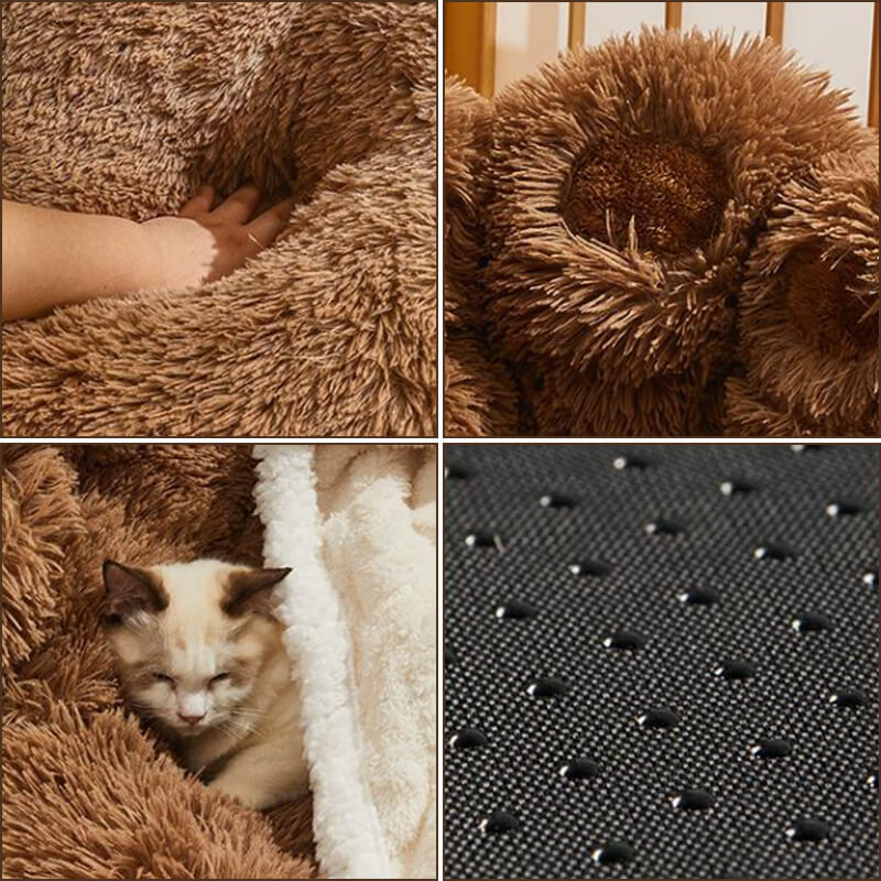 Anti-Anxiety Calming Bear Paw Bed for Cats and Dogs