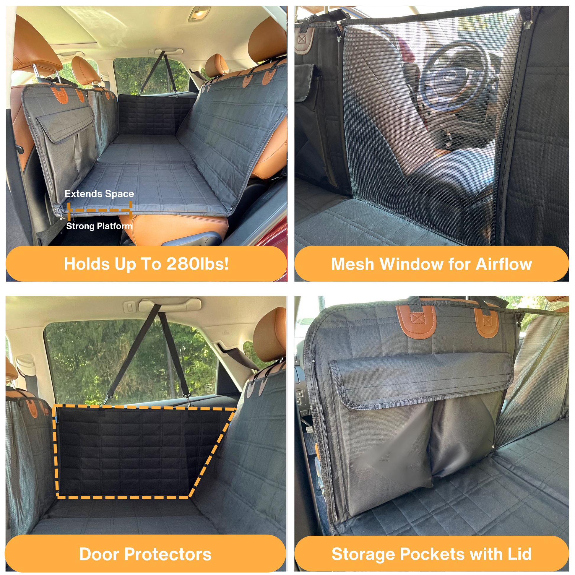 Backseat Extender for Dogs - Black with Door Covers