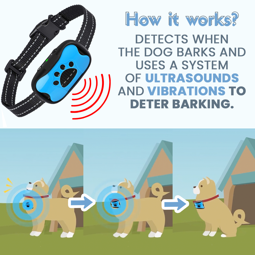 Anti-Bark Dog Collar，How To Stop Dog From Barking, Humane Rechargeable Anti-Bark Collar