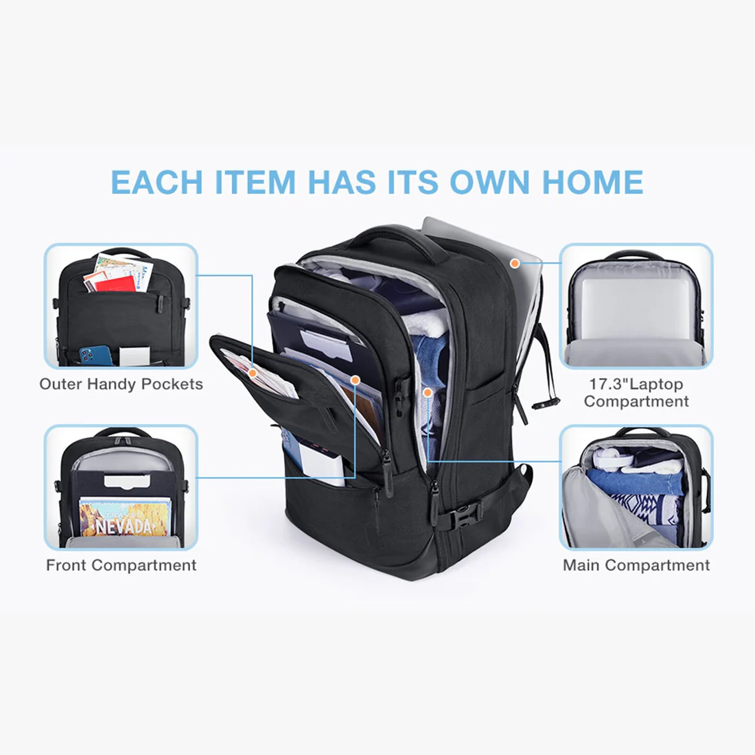 40L Expandable Airline Approved Carry On Travel Backpack