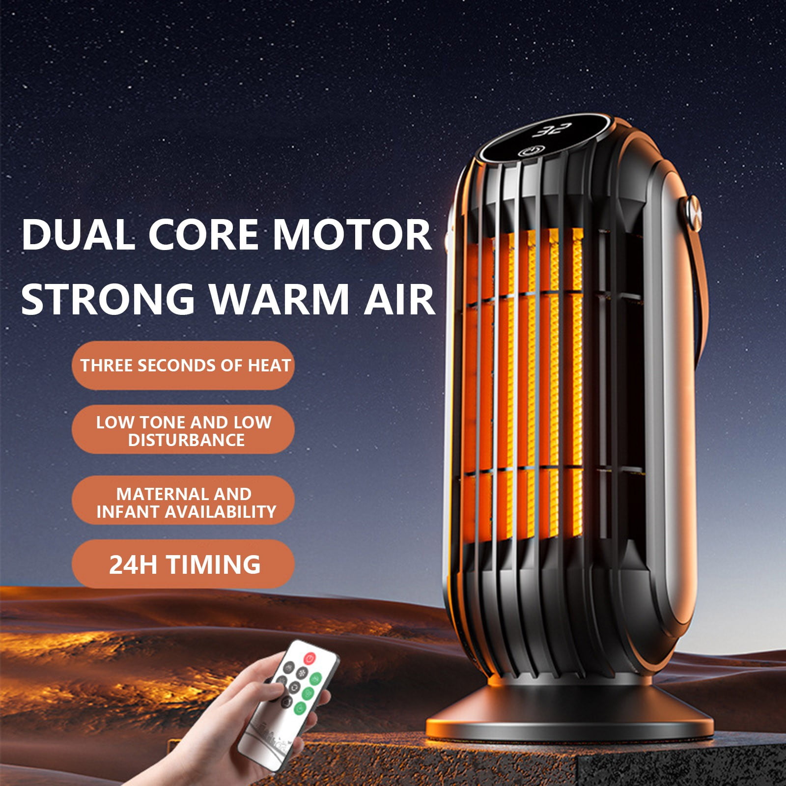 1500W Ceramic Space Heater with Remote Control