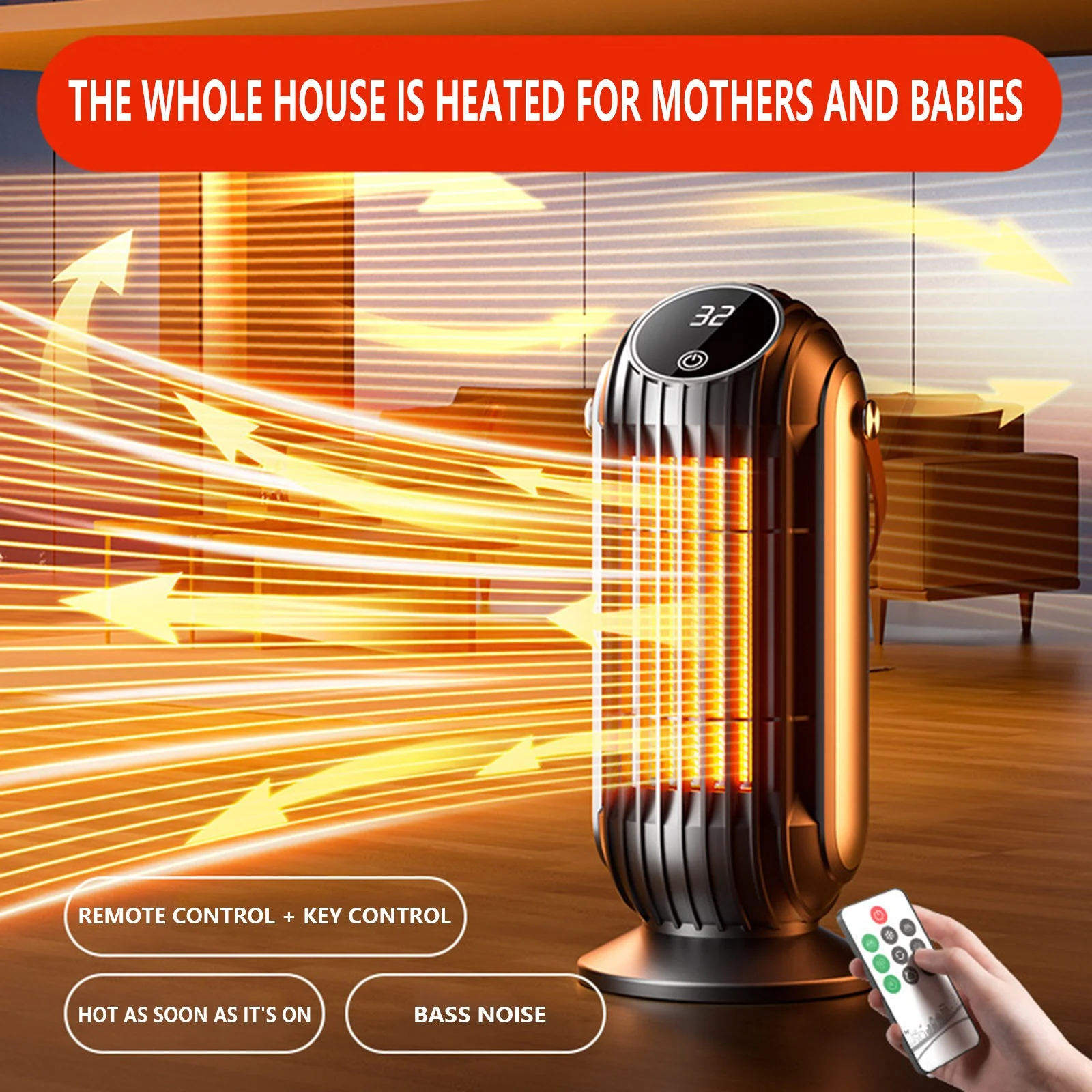1500W Ceramic Space Heater with Remote Control