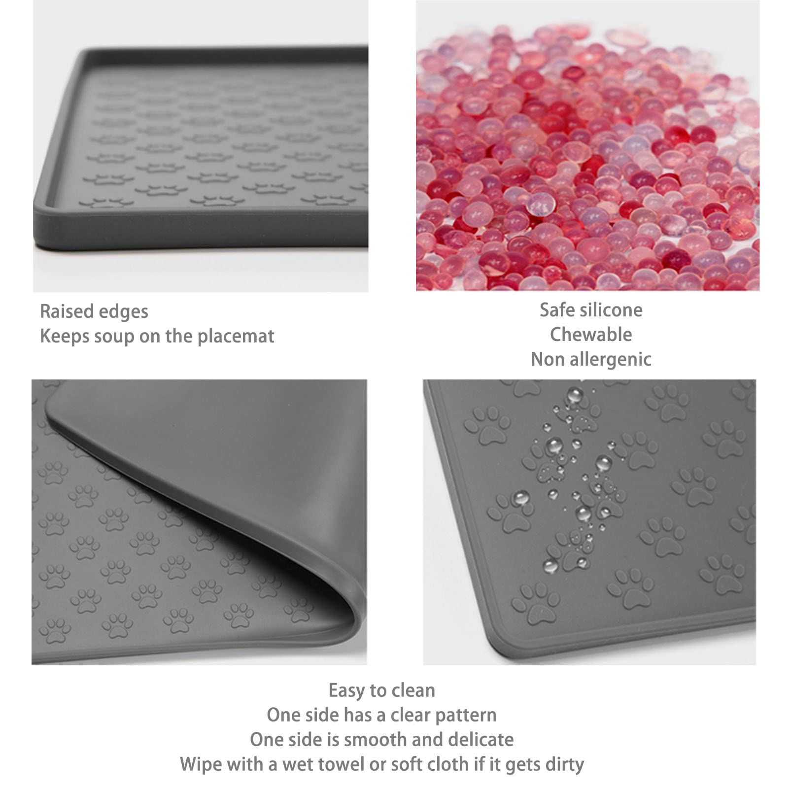Pet Feeding Mat Silicone Water Prevent Secure Raised Fringe Slip Pet Mat 