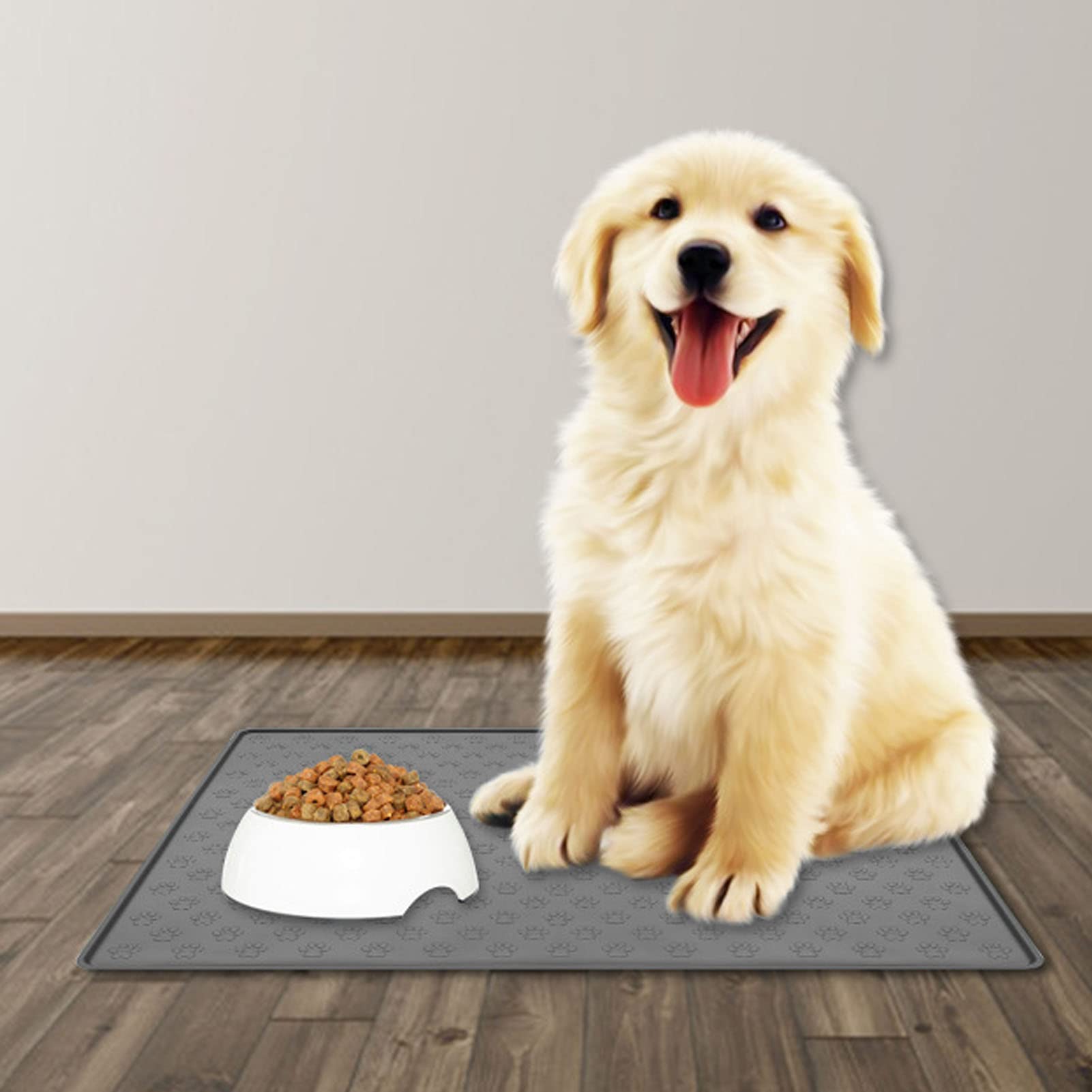Pet Feeding Mat Silicone Water Prevent Secure Raised Fringe Slip Pet Mat 