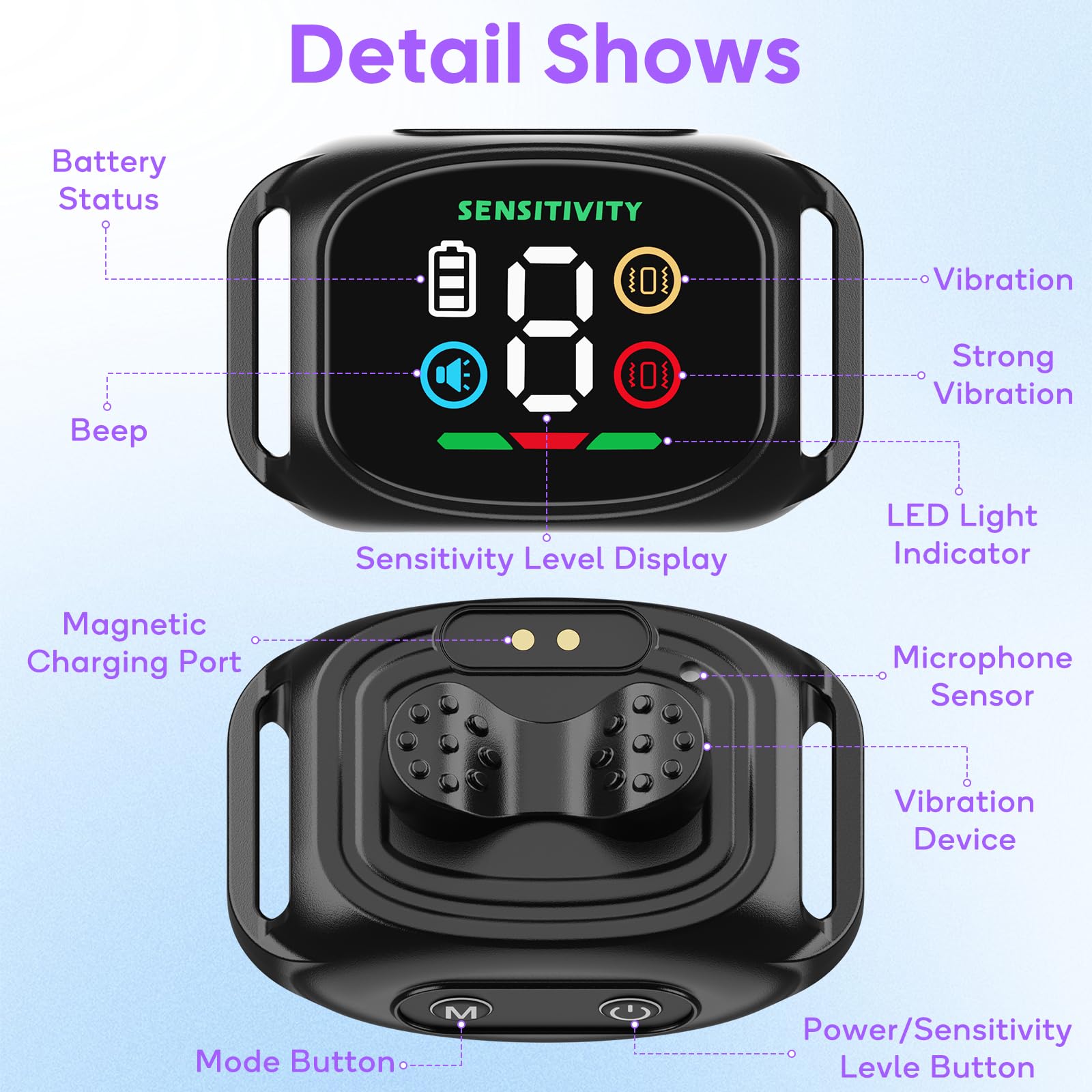 Anti Bark Collar for Dogs, No Shock Bark Collar, 4 Training Modes, Rechargeable Dog Barking Collar