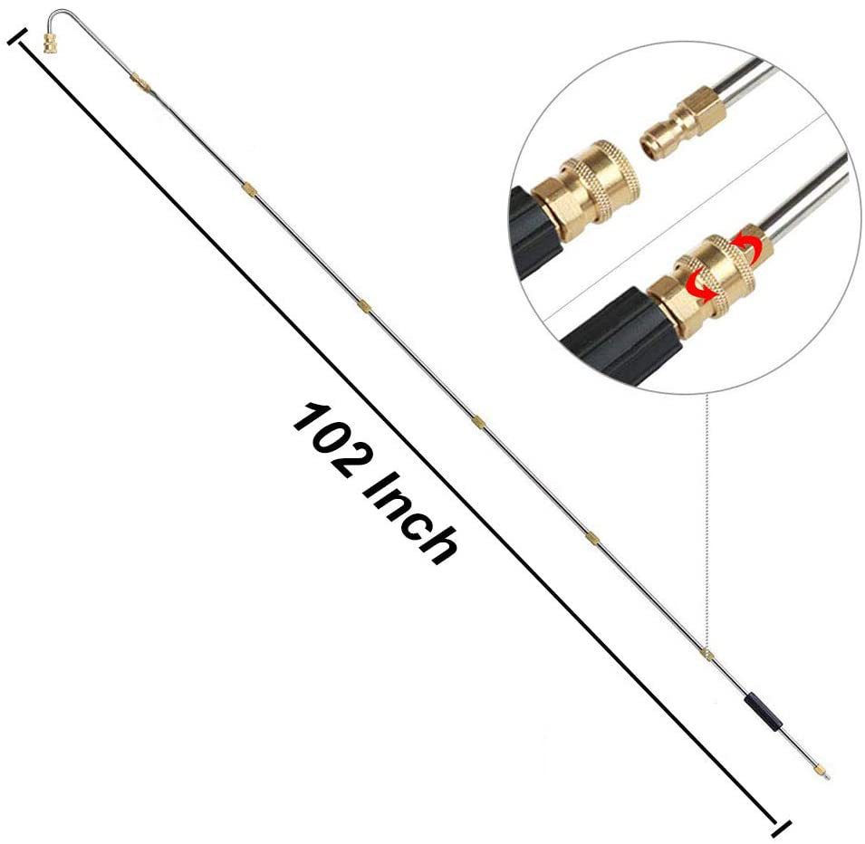 4000 PSI Telescoping High Pressure Washer Wand Set for Gutter & Roof Drainage & Walls Cleaning