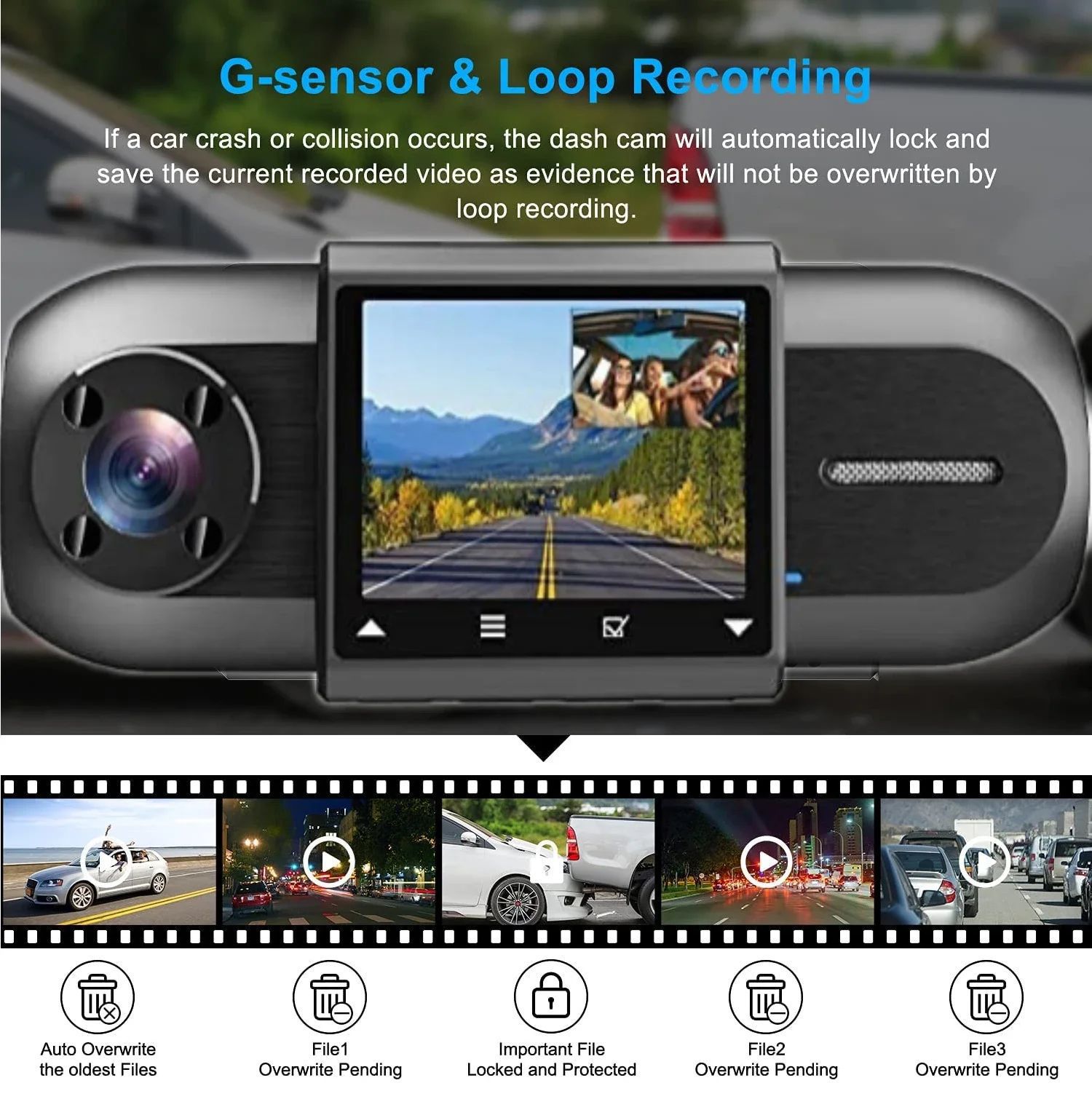 4k Dash Camera For Cars Driving Recorder Double Recording Wifi 