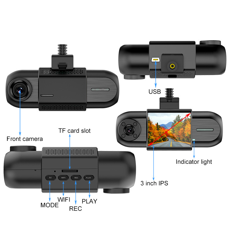 4k Dash Camera For Cars Driving Recorder Double Recording Wifi 