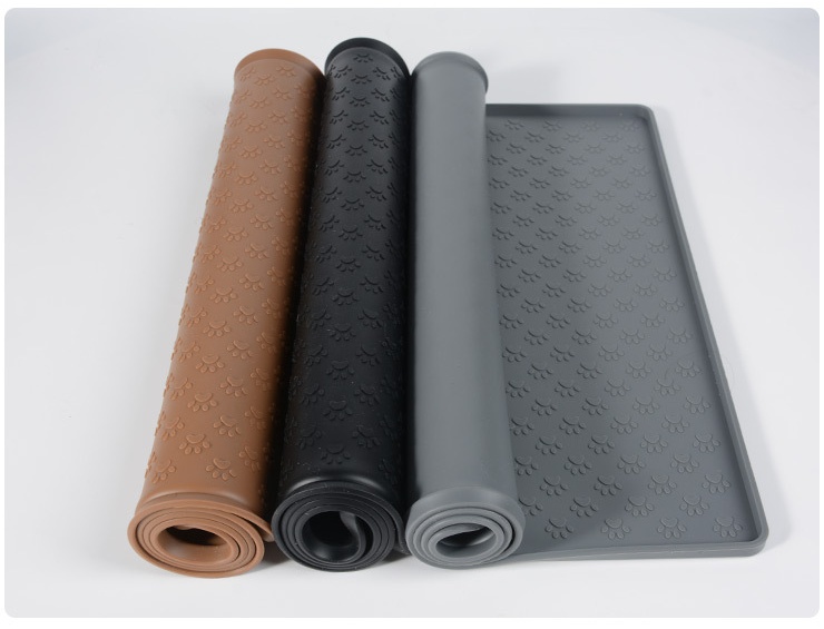 Pet Feeding Mat Silicone Water Prevent Secure Raised Fringe Slip Pet Mat 