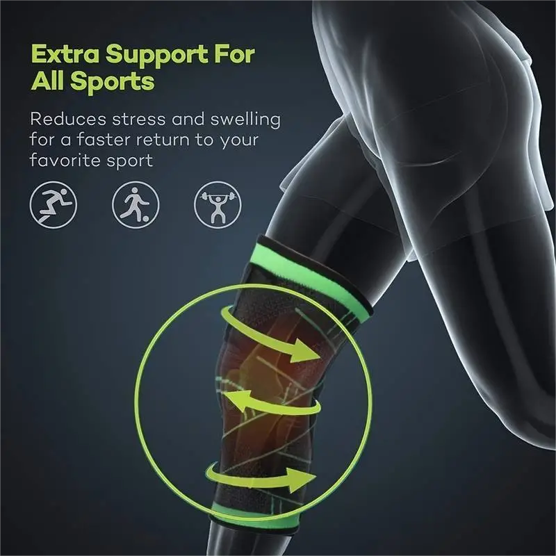 Outdoor Sports Compression Cross Strap Knee Pads Cycling Basketball Green Factory Wholesale