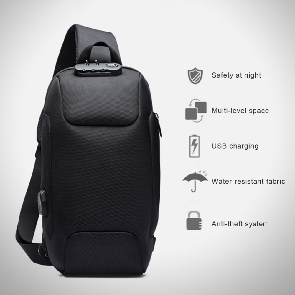 Anti-theft Cross Body Bag- Multifunction USB Backpack With 3-Digit Lock
