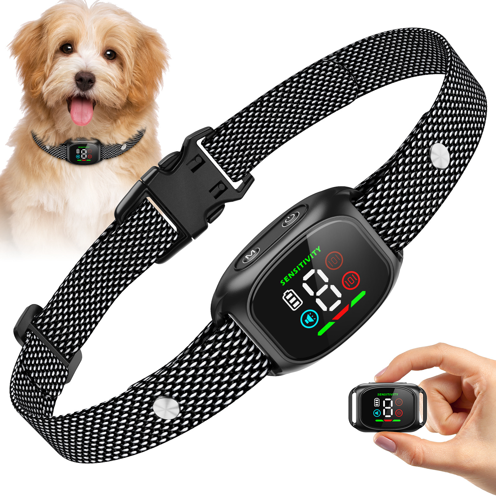 Anti Bark Collar for Dogs, No Shock Bark Collar, 4 Training Modes, Rechargeable Dog Barking Collar