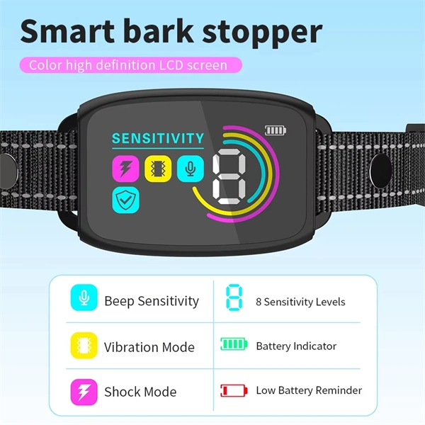 Smart Automatic Anti-Barking Dog Collar �?Rechargeable Bark Stopper with HD Digital Display, IP67 Waterproof, Safe & Effective Dog Training Collar