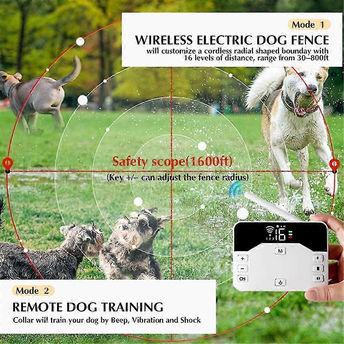 Wireless Dog Containment System，2-In-1 Wireless Dog Collar - Safety and Training For Your Dog