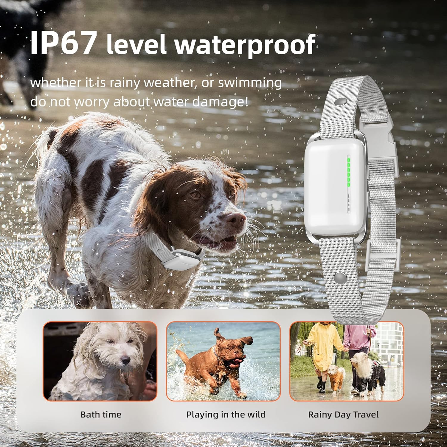 Dog Shock Collar Waterproof Rechargeable E-Collar for Dogs with 16 Levels Beep Vibration Shock Electric Dog Training Collar with Remote