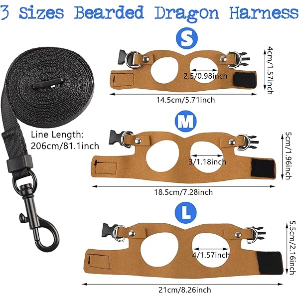 3 Pack Bearded Dragon Harness and Leash Set
