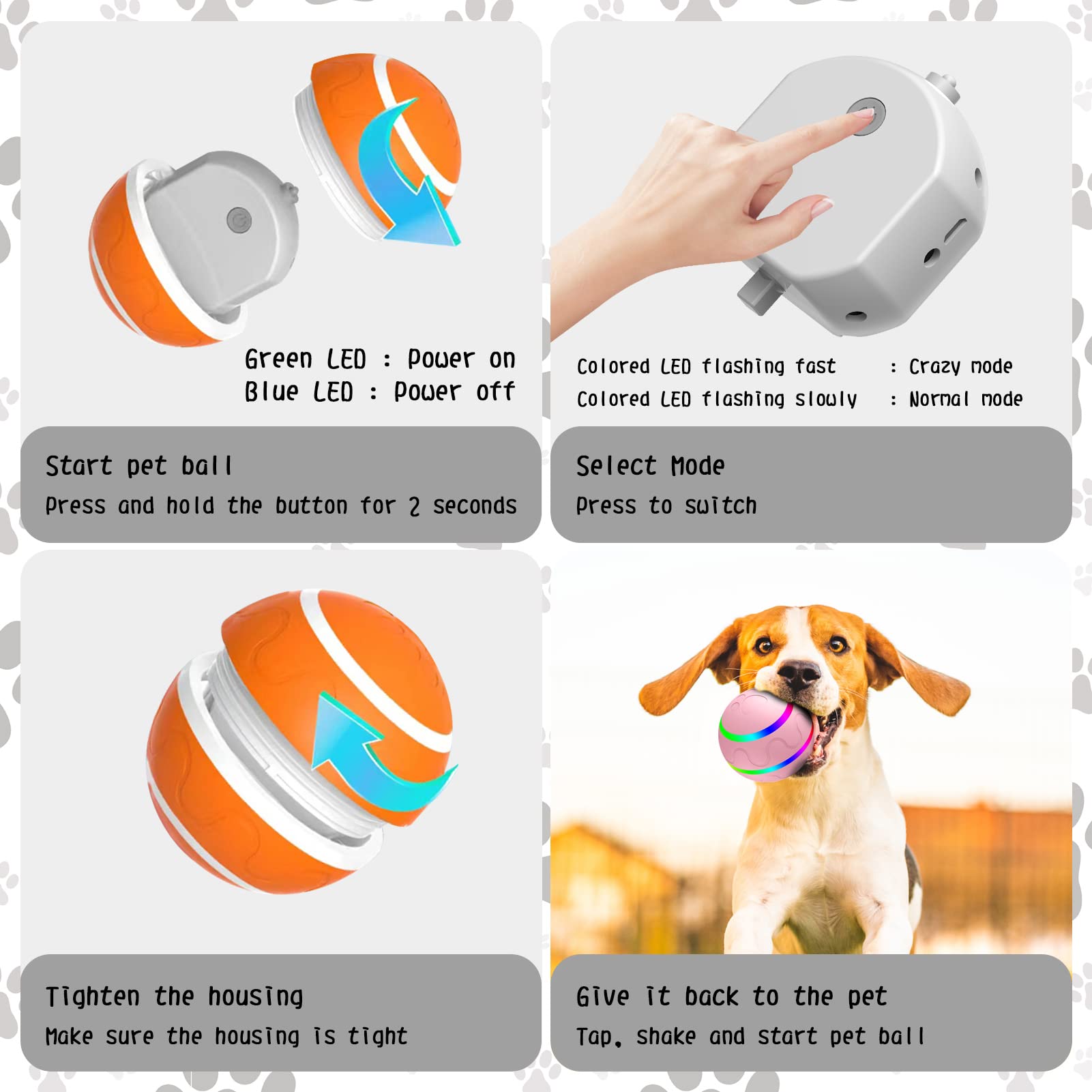 Interactive Dog Ball Toys, Active Rolling Ball for Dogs&Cats
